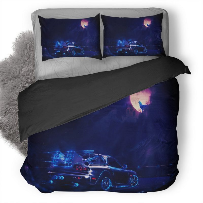 Madza Rx7 Neon Wolf Night Artwork Mz Duvet Cover and Pillowcase Set Bedding Set Madza Rx7 Neon Wolf Night Artwork Mz Duvet Cover and Pillowcase Set Bedding Set