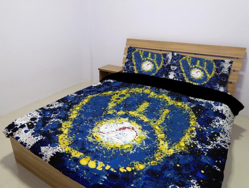 Milwaukee Brewers Duvet Cover and Pillowcase Set Bedding Set 1034 Milwaukee Brewers Duvet Cover and Pillowcase Set Bedding Set 1034