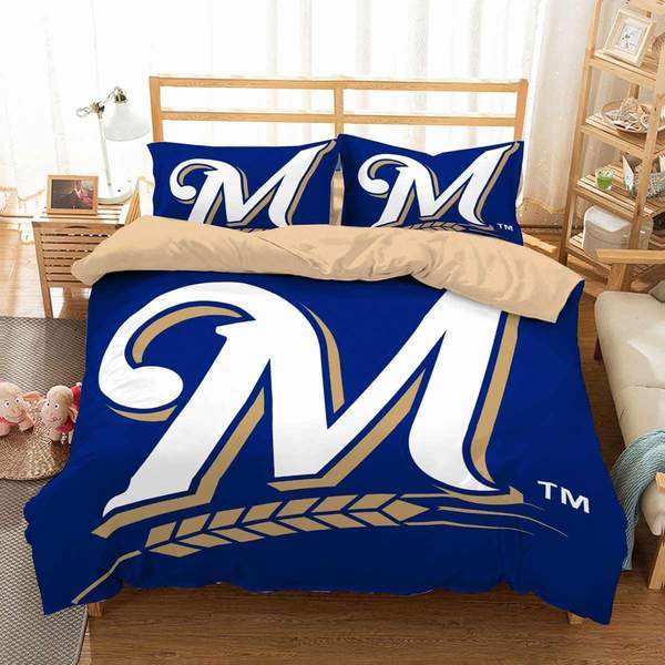 Milwaukee Brewers Duvet Cover and Pillowcase Set Bedding Set 523 Milwaukee Brewers Duvet Cover and Pillowcase Set Bedding Set 523