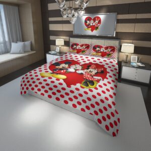 Minnie Mickey Mouse Duvet Cover and Pillowcase Set Bedding Set scaled 1