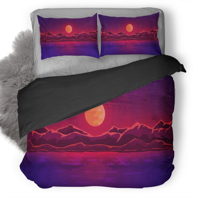 Moon Rays Red Space Sky Abstract Mountains 4C Duvet Cover and Pillowcase Set Bedding Set Moon Rays Red Space Sky Abstract Mountains 4C Duvet Cover and Pillowcase Set Bedding Set