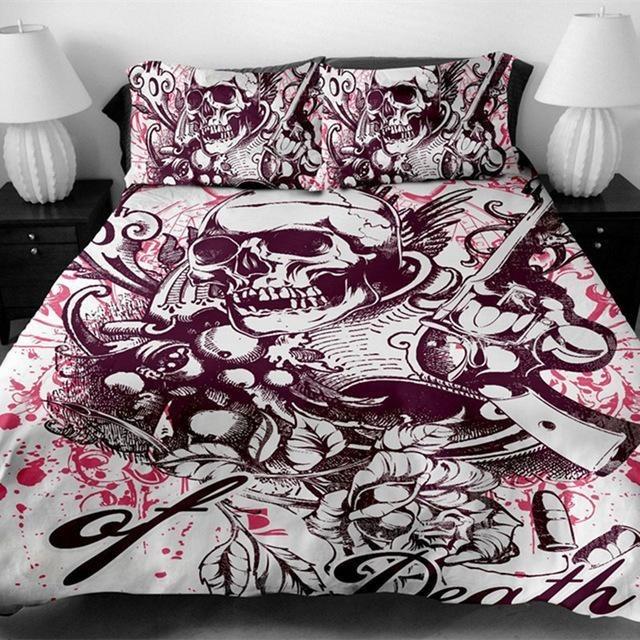 Plum Death Skull Duvet Cover and Pillowcase Set Bedding Set 425 Plum Death Skull Duvet Cover and Pillowcase Set Bedding Set 425