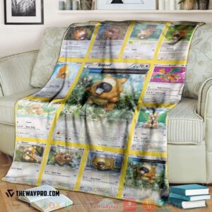 Pokemon Bidoof Cards Soft Blanket