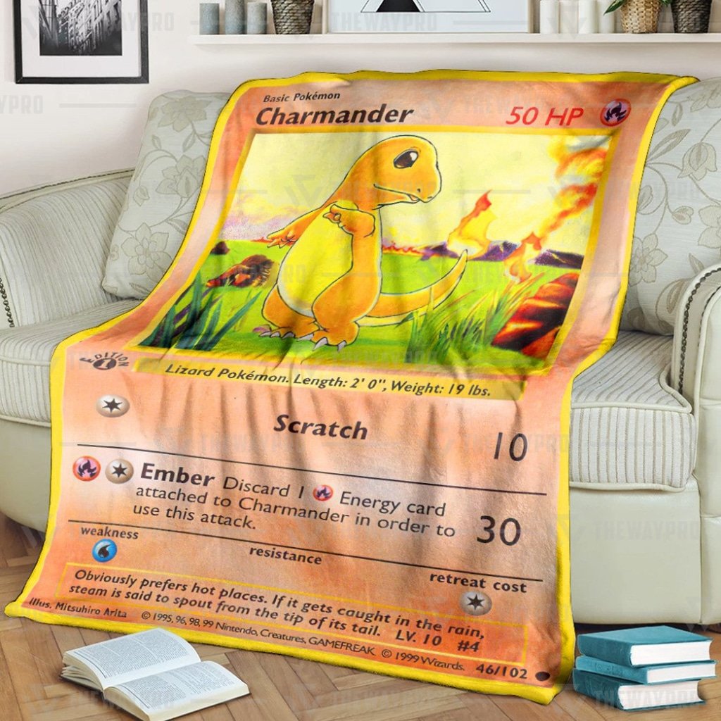 Pokemon Charmander Base Set Blanket Pokemon Charmander Base Set Blanket