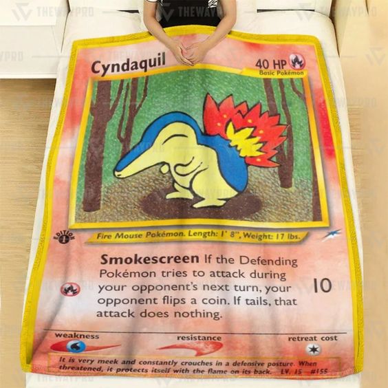 Pokemon Cyndaquil 1St Edition Smokescreen Soft Blanket Pokemon Cyndaquil 1St Edition Smokescreen Soft Blanket