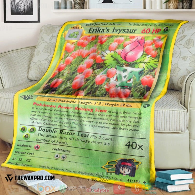 Pokemon ErikaS Ivysaur Gym Challenge Soft Blanket Pokemon ErikaS Ivysaur Gym Challenge Soft Blanket