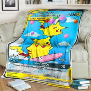 Pokemon Flying And Surfing Pikachu Tag Team Gx Blanket