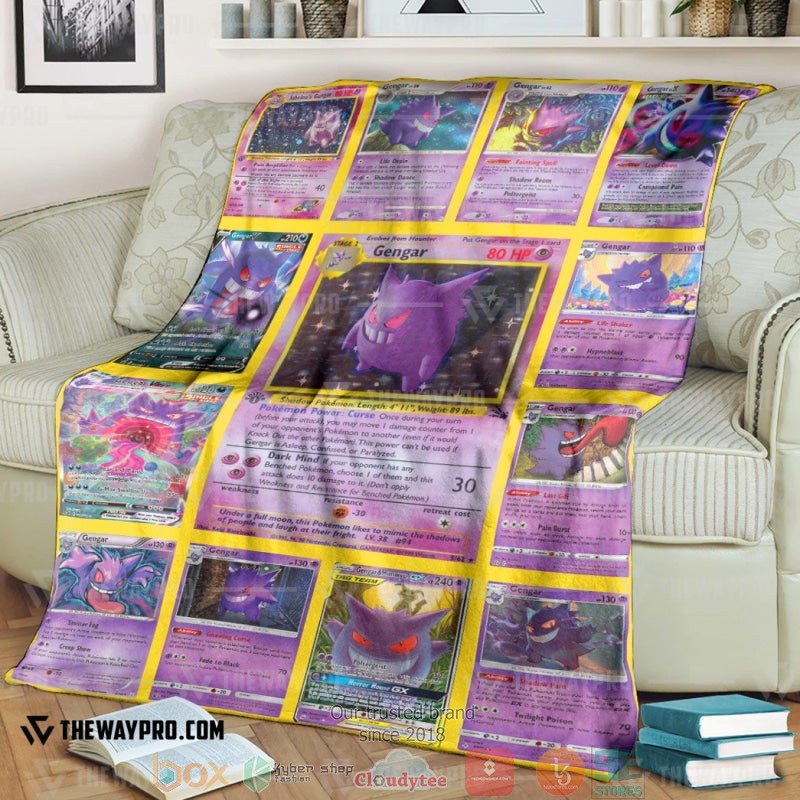 Pokemon Gengar Cards Version 2 Soft Blanket Pokemon Gengar Cards Version 2 Soft Blanket