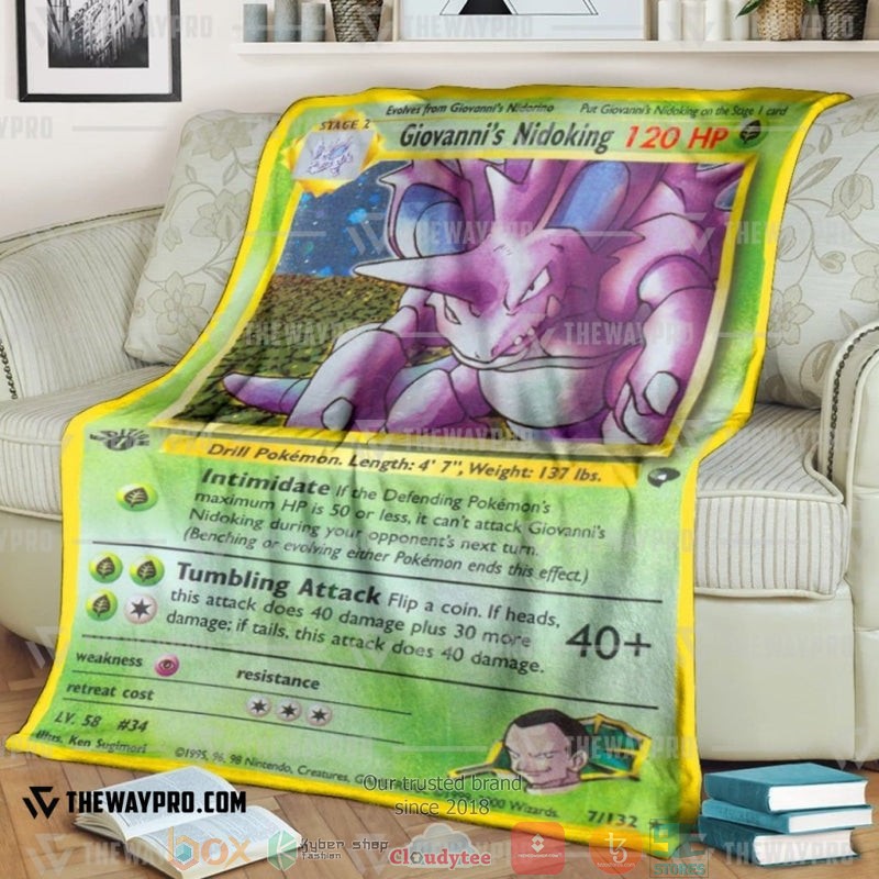 Pokemon GiovanniS Nidoking Gym Challenge Soft Blanket Pokemon GiovanniS Nidoking Gym Challenge Soft Blanket
