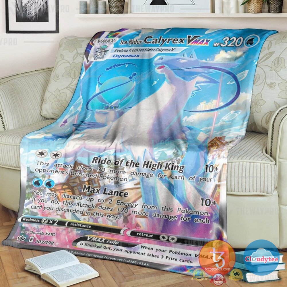 Pokemon Ice Rider Calyrex Vmax Blanket Pokemon Ice Rider Calyrex Vmax Blanket