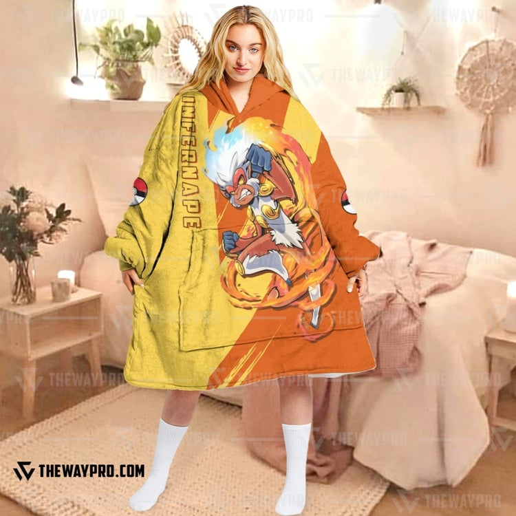 Pokemon Infernape Fleece Hoodie Blanket Pokemon Infernape Fleece Hoodie Blanket