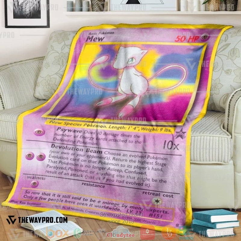Pokemon Mew Wizards Black Star Soft Blanket Pokemon Mew Wizards Black Star Soft Blanket