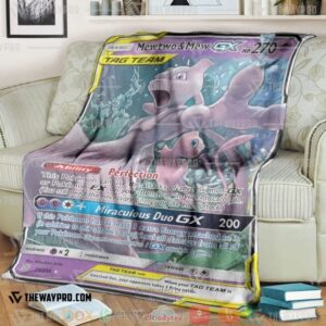 Pokemon Mewtwo And Mew Gx Unified Minds Soft Blanket