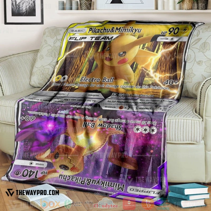 Pokemon Pikachu And Mimikyu Flip Team Soft Blanket Pokemon Pikachu And Mimikyu Flip Team Soft Blanket