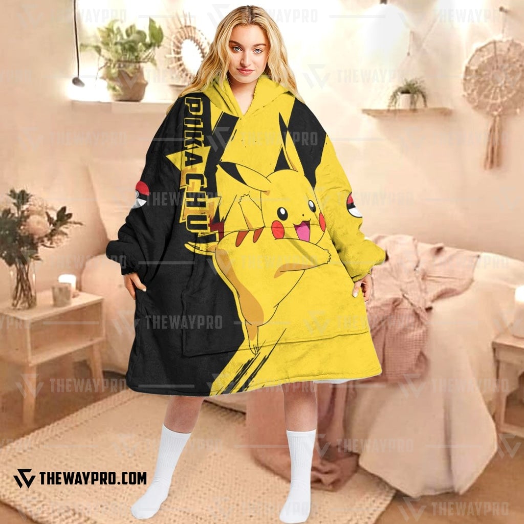 Pokemon Pikachu Black Fleece Hoodie Blanket Pokemon Pikachu Black Fleece Hoodie Blanket