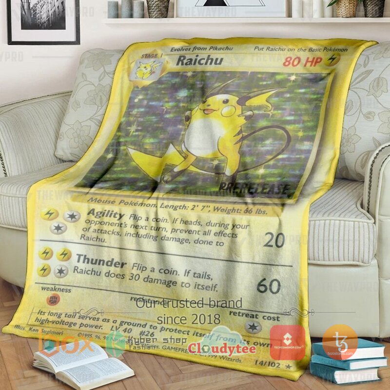 Pokemon Raichu Card Blanket Pokemon Raichu Card Blanket