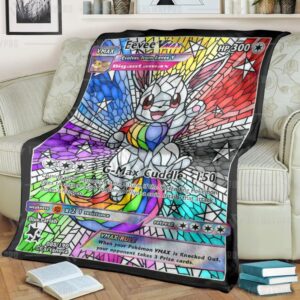 Pokemon Rainbow Eevee Hybrid Stain Glass Blanket