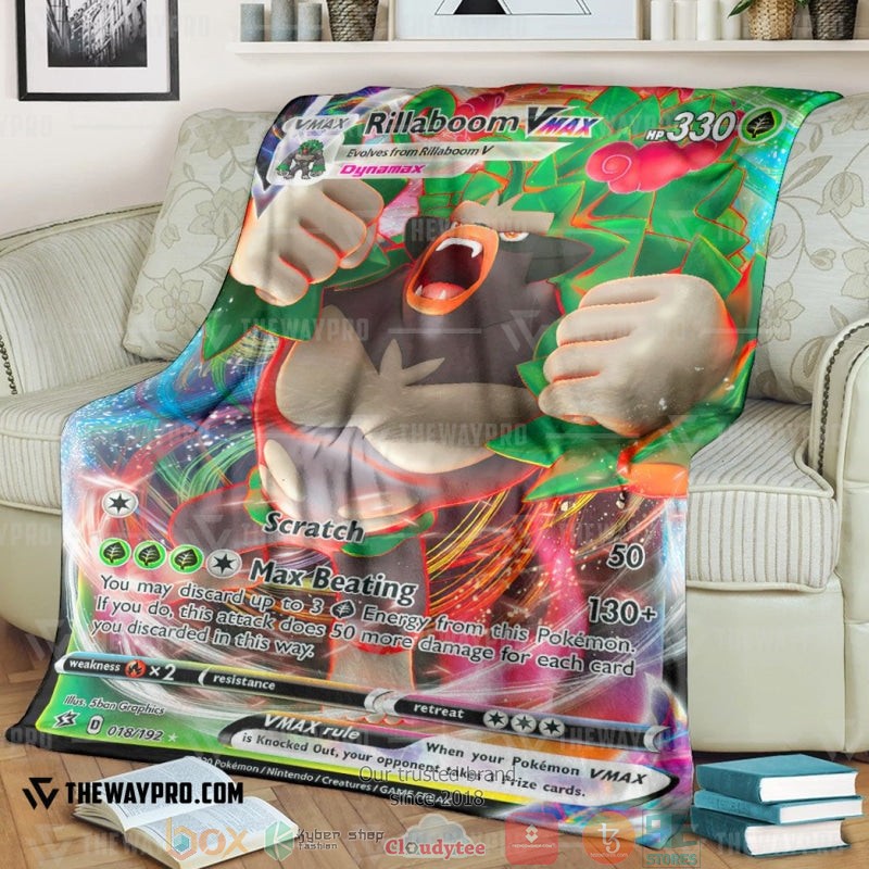 Pokemon Rillaboom Vmax Rebel Clash Soft Blanket Pokemon Rillaboom Vmax Rebel Clash Soft Blanket