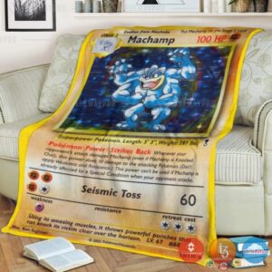 Pokemon Shadowless Holographic Machamp Blanket 4