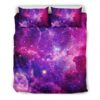 Purple Bursting Galaxy Space Print Duvet Cover and Pillowcase Set Bedding Set