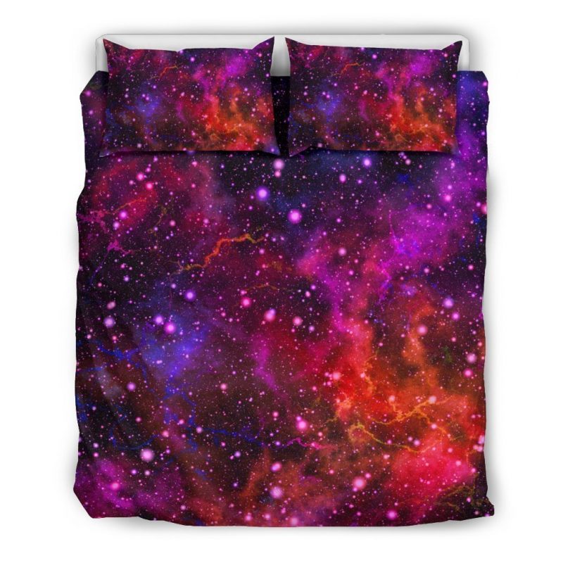 Purple Dark Galaxy Space Print Duvet Cover and Pillowcase Set Bedding Set Purple Dark Galaxy Space Print Duvet Cover and Pillowcase Set Bedding Set