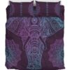 Purple Elephant Duver Duvet Cover and Pillowcase Set Bedding Set