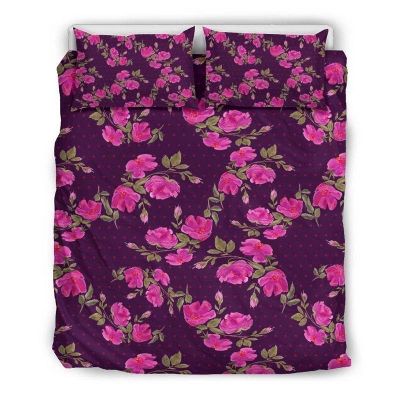 Purple Floral Flower Pattern Print Duvet Cover and Pillowcase Set Bedding Set Purple Floral Flower Pattern Print Duvet Cover and Pillowcase Set Bedding Set