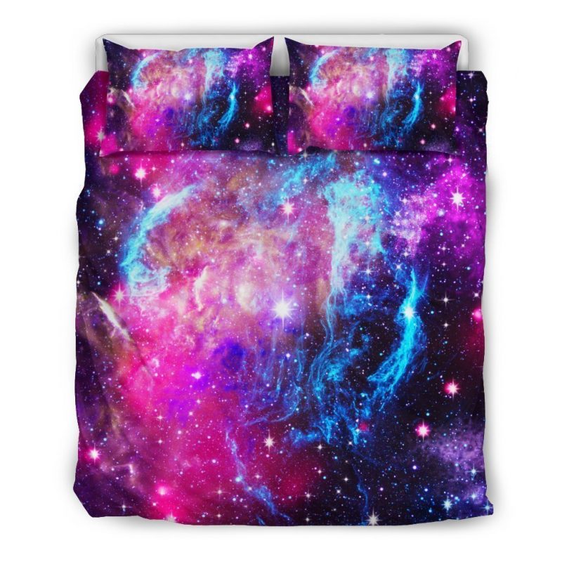 Purple Galaxy Space Blue Stardust Print Duvet Cover and Pillowcase Set Bedding Set Purple Galaxy Space Blue Stardust Print Duvet Cover and Pillowcase Set Bedding Set