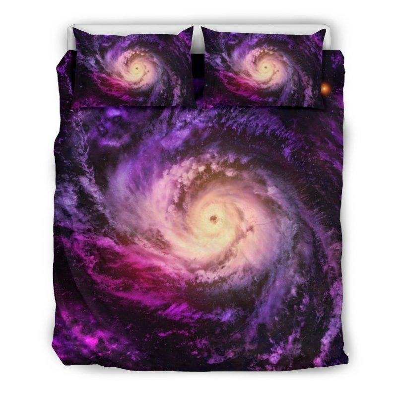 Purple Galaxy Space Spiral Cloud Print Duvet Cover and Pillowcase Set Bedding Set Purple Galaxy Space Spiral Cloud Print Duvet Cover and Pillowcase Set Bedding Set