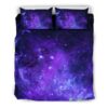 Purple Stars Nebula Galaxy Space Print Duvet Cover and Pillowcase Set Bedding Set