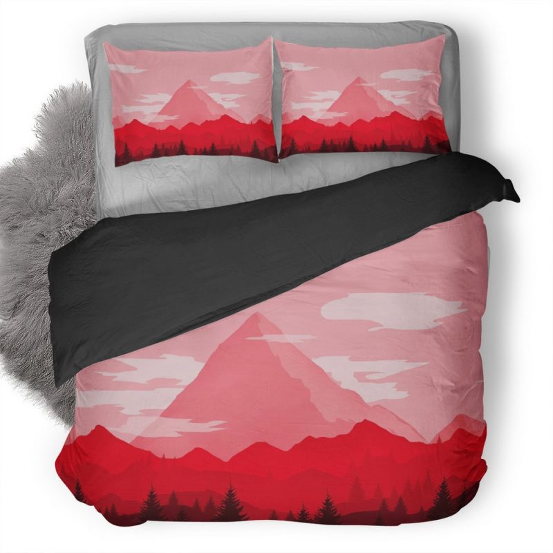 Red Mountains Minimalist S2 Duvet Cover and Pillowcase Set Bedding Set Red Mountains Minimalist S2 Duvet Cover and Pillowcase Set Bedding Set