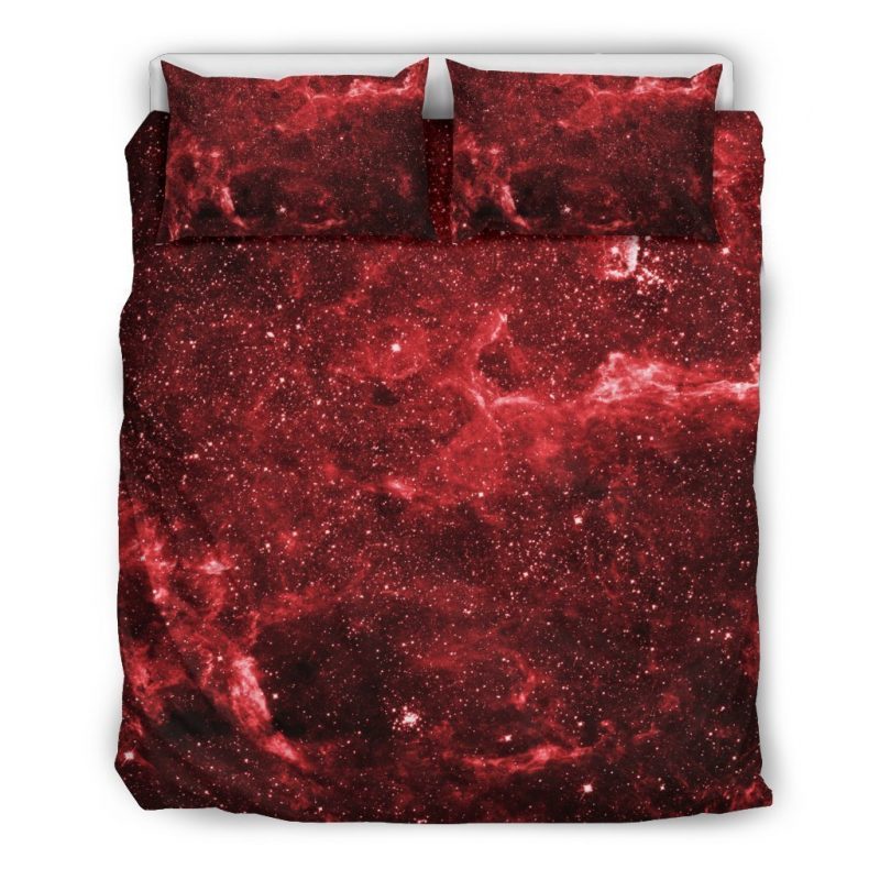 Red Stardust Universe Galaxy Space Print Duvet Cover and Pillowcase Set Bedding Set Red Stardust Universe Galaxy Space Print Duvet Cover and Pillowcase Set Bedding Set