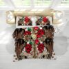Rose Skull Duvet Cover and Pillowcase Set Bedding Set scaled 1