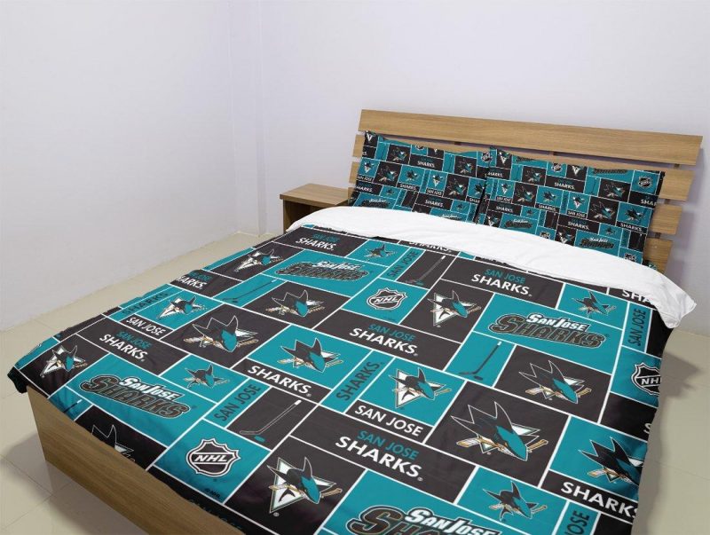 San Jose Sharks Duvet Cover and Pillowcase Set Bedding Set 1006 San Jose Sharks Duvet Cover and Pillowcase Set Bedding Set 1006