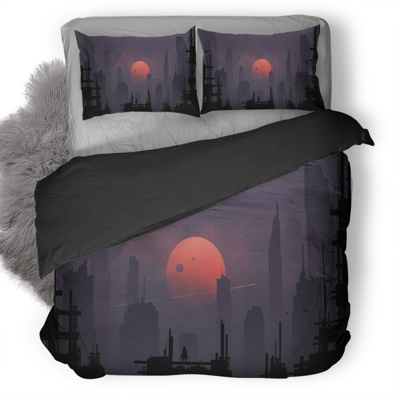 Scifi City Minimalism 5L Duvet Cover and Pillowcase Set Bedding Set Scifi City Minimalism 5L Duvet Cover and Pillowcase Set Bedding Set