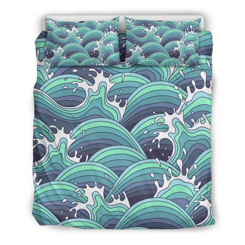 Sea Wave Surfing Pattern Print Duvet Cover and Pillowcase Set Bedding Set Sea Wave Surfing Pattern Print Duvet Cover and Pillowcase Set Bedding Set