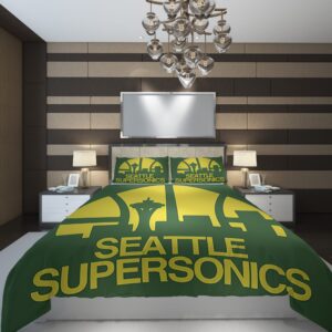 Seattle Supersonics Duvet Cover and Pillowcase Set Bedding Set scaled 1