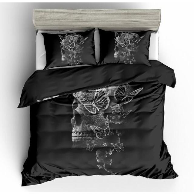 Skull And Butterfly Duvet Cover and Pillowcase Set Bedding Set 434 Skull And Butterfly Duvet Cover and Pillowcase Set Bedding Set 434