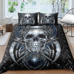 Skull Silver Ax Duvet Cover and Pillowcase Set Bedding Set
