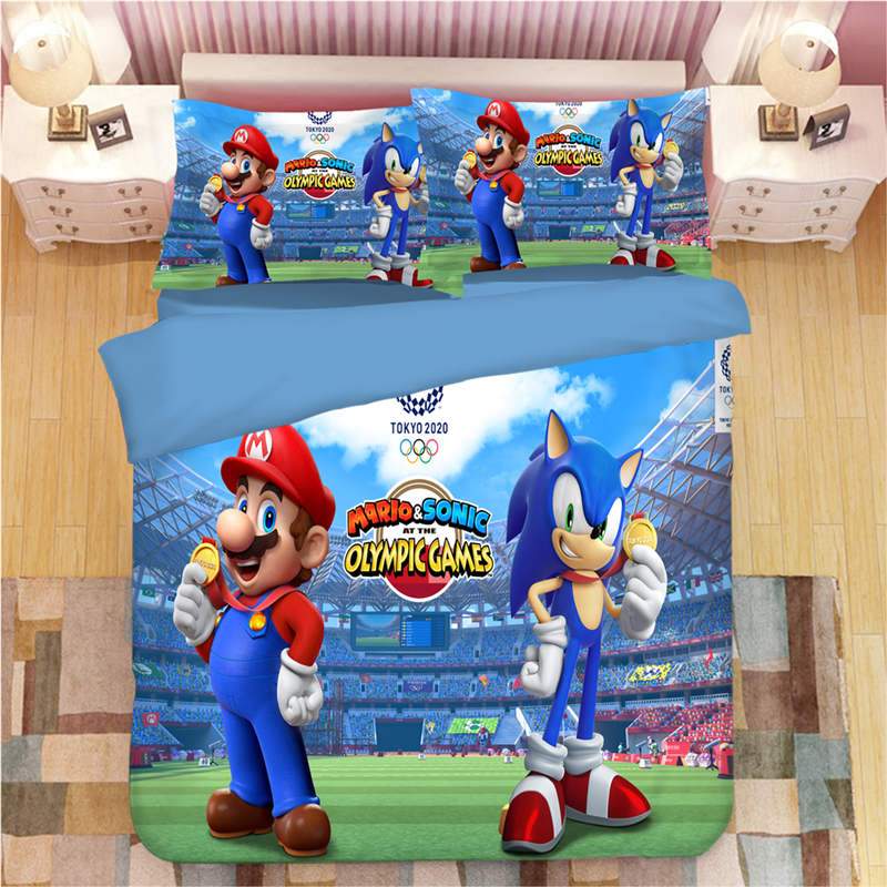 Sonic Mario Olympic Game Duver Duvet Cover and Pillowcase Set Bedding Set Sonic Mario Olympic Game Duver Duvet Cover and Pillowcase Set Bedding Set