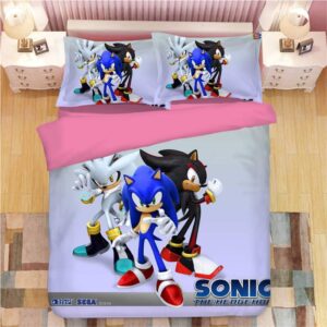 Sonic Shadow Silver The Hedgehog Game Duver Duvet Cover and Pillowcase Set Bedding Set