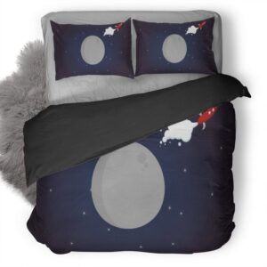 Space Rocket Minimal Bu Duvet Cover and Pillowcase Set Bedding Set
