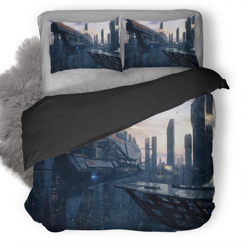 Spaceship Scifi City 5W Duvet Cover and Pillowcase Set Bedding Set Spaceship Scifi City 5W Duvet Cover and Pillowcase Set Bedding Set