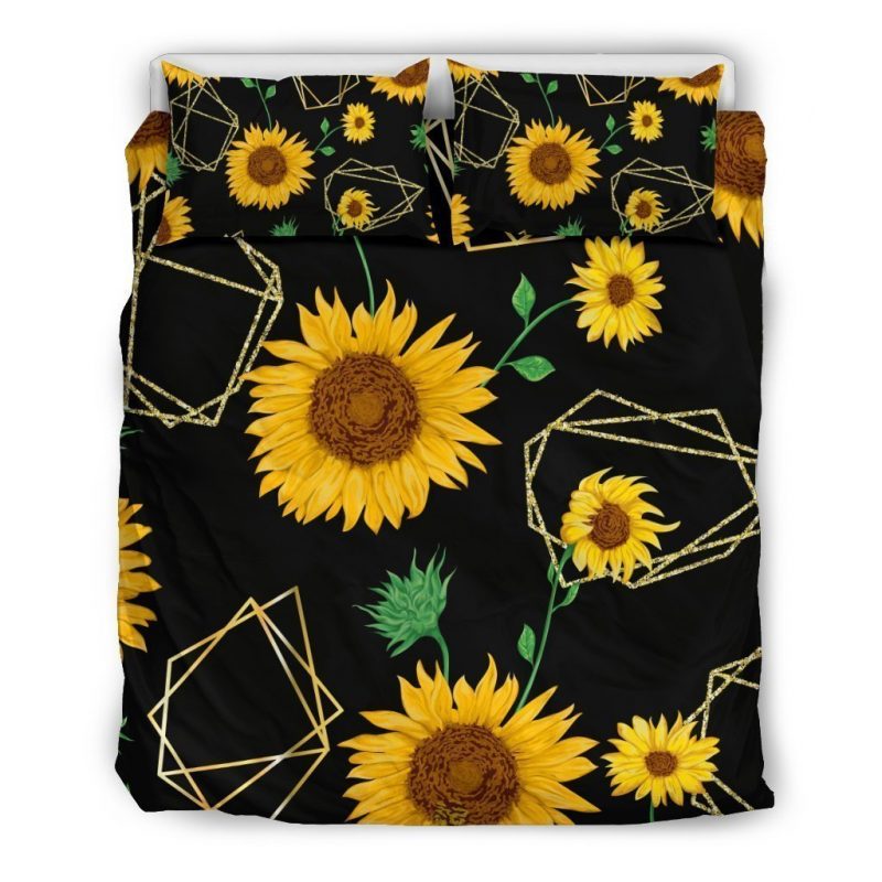 Sunflower Polygonal Pattern Print Duvet Cover and Pillowcase Set Bedding Set Sunflower Polygonal Pattern Print Duvet Cover and Pillowcase Set Bedding Set
