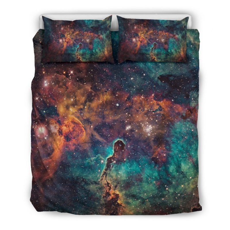 Teal Orange Universe Galaxy Space Print Duvet Cover and Pillowcase Set Bedding Set Teal Orange Universe Galaxy Space Print Duvet Cover and Pillowcase Set Bedding Set