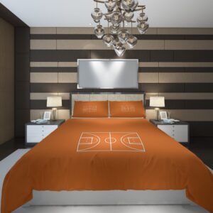 Text Logo Yellow Graphic Design Orange Basketball Duvet Cover and Pillowcase Set Bedding Set scaled 1