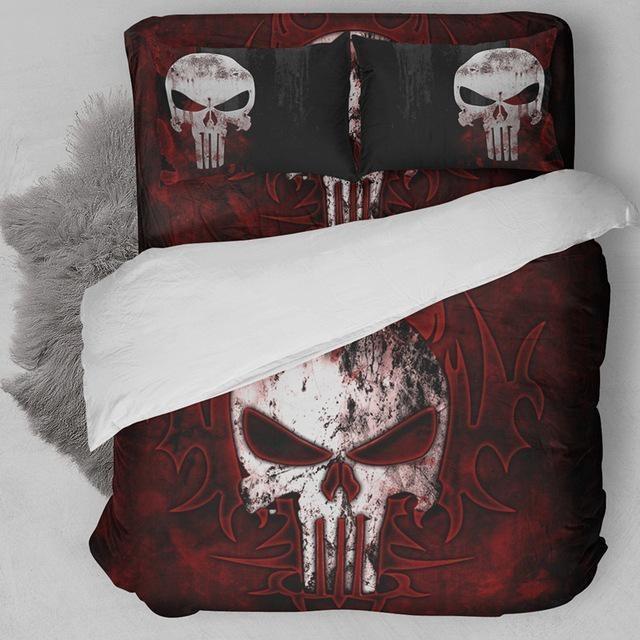 The Punisher Cool Skull Duvet Cover and Pillowcase Set Bedding Set The Punisher Cool Skull Duvet Cover and Pillowcase Set Bedding Set