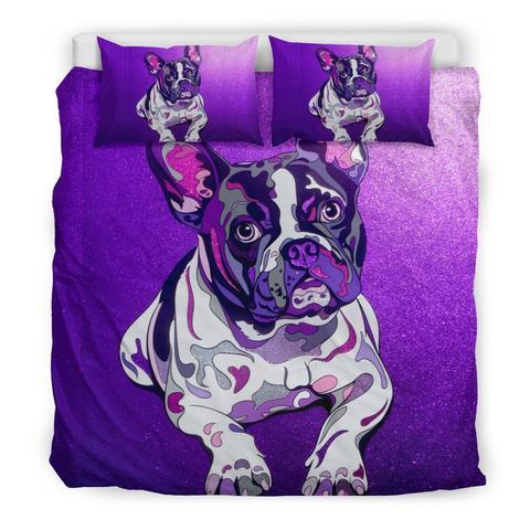 The purple frenchie Duvet Cover and Pillowcase Set Bedding Set The purple frenchie Duvet Cover and Pillowcase Set Bedding Set
