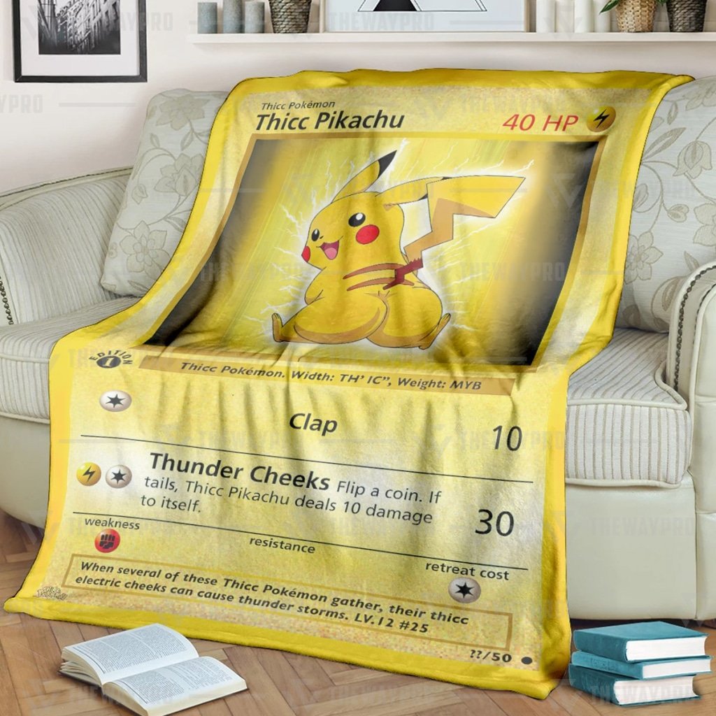 Thicc Pikachu Pokemon Fleece Blanket Thicc Pikachu Pokemon Fleece Blanket