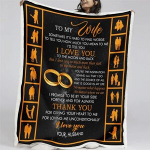 To My Wife I Love You To The Moon And Back Your Husband Full Printing Blanket